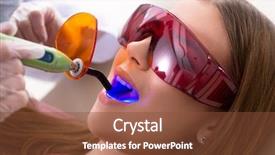  Presentation with dental - Slide deck consisting of dental - patient visiting dentist for regular background and a tawny brown colored foreground