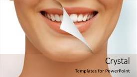  Presentation with dental - Slide set featuring dental - picture of beautiful woman background and a coral colored foreground