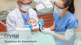  Presentation with dentist - Presentation theme having dental - professional dentist and nurse doing background and a sky blue colored foreground