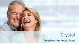  Presentation with active seniors senior couple - Beautiful slides featuring dental - senior couple smiling backdrop and a sky blue colored foreground