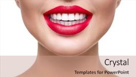  Presentation with teeth whitening - Presentation theme with dental - teeth whitening healthy white smile background and a coral colored foreground