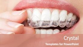  Presentation with teeth whitening - Audience pleasing slides consisting of dental - teeth with whitening tray backdrop and a coral colored foreground
