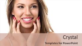  Presentation with perfect - Slide deck enhanced with dental - young cute smiling girl background and a coral colored foreground