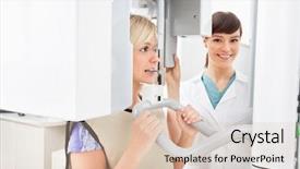  Presentation with panoramic - PPT theme featuring dental - young dentist taking a panoramic background and a lemonade colored foreground