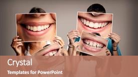  Presentation with family children - PPT theme consisting of dental - young family with children holding background and a coral colored foreground