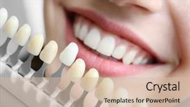  Presentation with dental - PPT theme featuring dental - young woman choosing color background and a soft green colored foreground