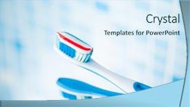  Presentation with red stripe - Colorful theme enhanced with dental aesthetics - blue toothbrush with red stripe backdrop and a  colored foreground