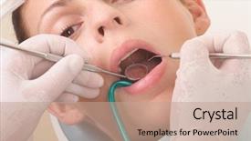 Presentation with pneumatic control - Presentation theme having dental aesthetics - female patient having control background and a coral colored foreground