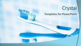  Presentation with tile - Cool new presentation design with dental aesthetics - toothbrush on blue tile background backdrop and a sky blue colored foreground