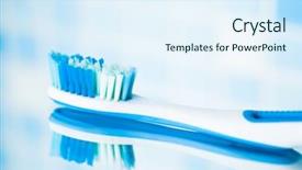  Presentation with mirror reflection - PPT layouts enhanced with dental aesthetics - toothbrush on blue tile background background and a sky blue colored foreground