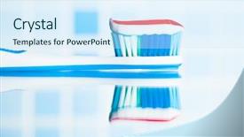  Presentation with red stripe - Theme having dental aesthetics - toothbrush with red stripe toothpaste background and a  colored foreground