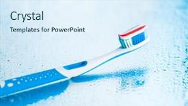  Presentation with red stripe - Slide deck consisting of dental aesthetics - toothbrush with red stripe toothpaste background and a sky blue colored foreground