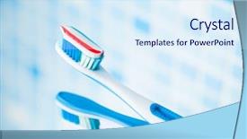  Presentation with red stripe - Colorful PPT layouts enhanced with dental aesthetics - toothbrush with red stripe toothpaste backdrop and a  colored foreground