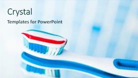  Presentation with red stripe - Amazing slide deck having dental aesthetics - toothbrush with red stripe toothpaste backdrop and a sky blue colored foreground