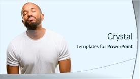  Presentation with overworked - Presentation theme featuring dental anxiety - african american man with beard background and a sky blue colored foreground