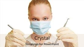  Presentation with surgical dental - Slides with dental anxiety - female dentist with tools background and a lemonade colored foreground