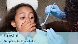  Presentation with anxiety - Beautiful theme featuring dental anxiety - girl covering mouth backdrop and a light blue colored foreground