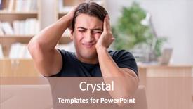  Presentation with pain - Colorful slide deck enhanced with dental anxiety - young handsome man suffering backdrop and a  colored foreground