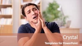  Presentation with pain - Audience pleasing theme consisting of dental anxiety - young handsome man suffering backdrop and a coral colored foreground
