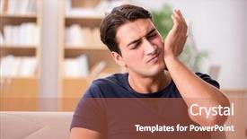  Presentation with facial pain medical man - Slides enhanced with dental anxiety - young handsome man suffering background and a coral colored foreground