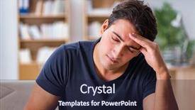  Presentation with pain - Beautiful presentation featuring dental anxiety - young handsome man suffering backdrop and a wine colored foreground