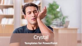  Presentation with anxiety - Amazing PPT theme having dental anxiety - young handsome man suffering backdrop and a coral colored foreground