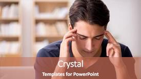  Presentation with pain - PPT layouts consisting of dental anxiety - young handsome man suffering background and a coral colored foreground