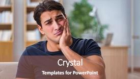  Presentation with pain - Cool new presentation with dental anxiety - young handsome man suffering backdrop and a coral colored foreground