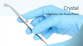  Presentation with medical assistant - Slides consisting of dental assistant - dentists hands in medical gloves background and a sky blue colored foreground