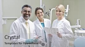  Presentation with clinic nurses - PPT layouts consisting of dental assistant - portrait of a happy male background and a light gray colored foreground