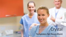  Presentation with medical assistant - Amazing theme having dental assistant - portrait of smiling medical professional backdrop and a light blue colored foreground