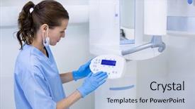  Presentation with dental assistant - Amazing theme having dental assistant adjusting x-ray backdrop and a  colored foreground