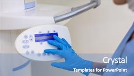  Presentation with dental assistant - PPT theme enhanced with dental assistant adjusting x-ray background and a  colored foreground