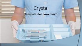  Presentation with dental assistant - Presentation theme enhanced with dental assistant in blue holding background and a light blue colored foreground