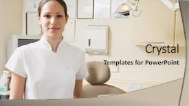  Presentation with dental assistant - Audience pleasing PPT theme consisting of dental assistant in exam room backdrop and a lemonade colored foreground