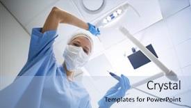  Presentation with surgical dental - Audience pleasing PPT layouts consisting of dental assistant in surgical mask backdrop and a light blue colored foreground