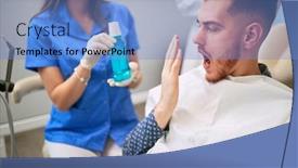 Presentation with dental assistant - Amazing theme having dental-assistant-showing-mouthwash backdrop and a teal colored foreground