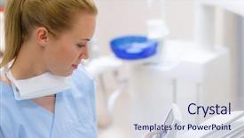  Presentation with dental assistant - Beautiful presentation design featuring dental assistant use modern stomatology backdrop and a sky blue colored foreground