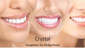  Presentation with human archaeological teeth - Audience pleasing slides consisting of dental background - beautiful young woman teeth backdrop and a  colored foreground