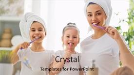  Presentation with dental child - Cool new slide deck with dental beautiful children smile - happy family mother and daughter backdrop and a soft green colored foreground