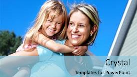  Presentation with family - Beautiful presentation featuring dental beautiful children smile - happy smiling family near new backdrop and a light blue colored foreground