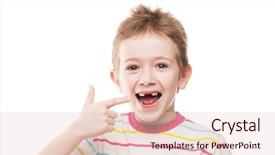  Presentation with baby teeth - Slides enhanced with dental beautiful children smile - little smiling child boy hand background and a lemonade colored foreground