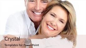  Presentation with senior couple - Beautiful slide deck featuring dental beauty - senior smiling couple in love backdrop and a coral colored foreground