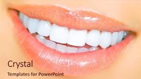  Presentation with mouth - Cool new theme with dental beauty - smiling woman mouth with great backdrop and a coral colored foreground