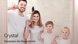  Presentation with young children - PPT layouts featuring dental bleaching - young couple and their children background and a mint green colored foreground