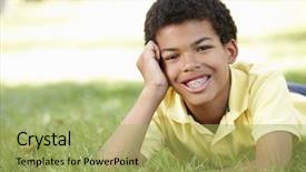  Presentation with park - Slides having dental braces - boy in park portrait background and a yellow colored foreground