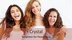  Presentation with teenage - Colorful presentation enhanced with dental braces - portrait of three teenage girls backdrop and a red colored foreground