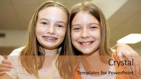  Presentation with adolescent girls - Presentation theme enhanced with dental braces - two cute adolescent girls together background and a  colored foreground