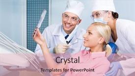  Presentation with mirror - Slides with dental burs - image of young woman looking background and a  colored foreground