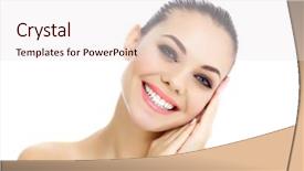  Presentation with skin care - Cool new presentation theme with dental care - cheerful female with fresh clear backdrop and a sky blue colored foreground